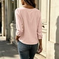 thumbnail image 2 of Cilsoka Oversized T Shirts for Women V Neck Linen Long Sleeve Shirts Side Button Solid Loose Casual Pullover Tops, 2 of 4