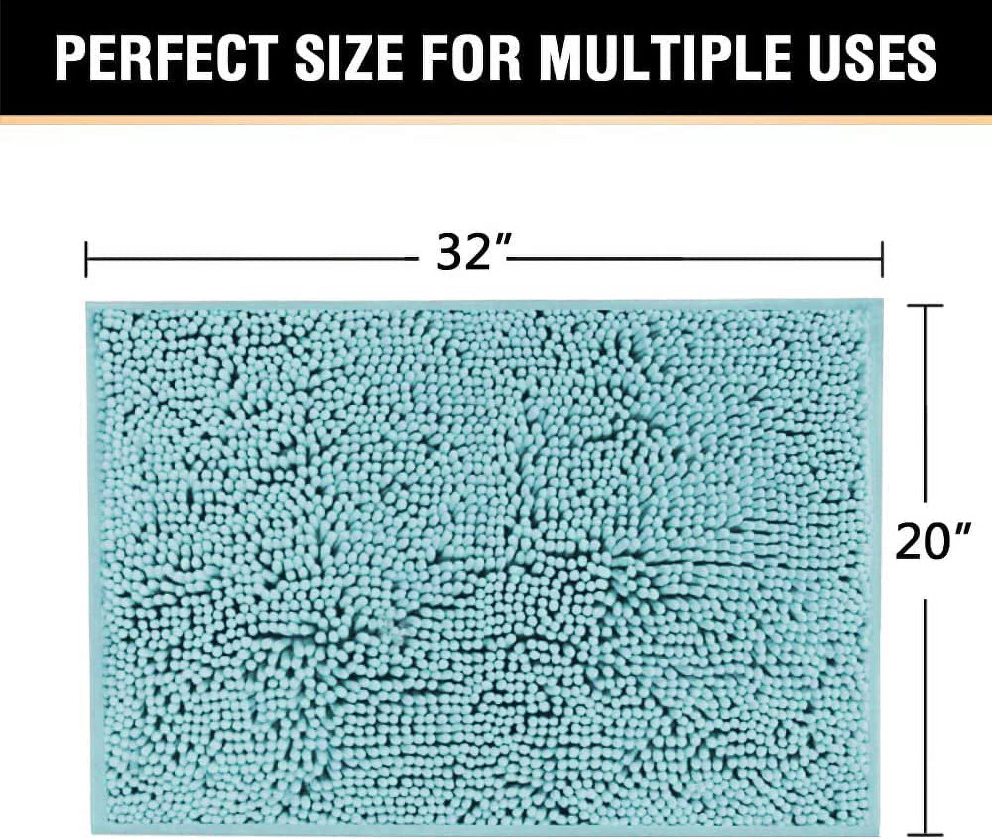 Microfiber Bath Rugs Chenille Floor Mat Ultra Soft Washable Bathroom Dry Fast Water Absorbent Bedroom Area Rugs, 20 x 32 - Inch, Aqua Haze