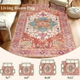 thumbnail image 5 of Area Rugs for Living Room Bedroom, Yamaziot 5'x7' Washable Rug Vintage Boho Throw Rug, Non-Slip Faux Wool Medallion Distressed Floor Mat Carpet with Rubber Backing, Pink, 5 of 10