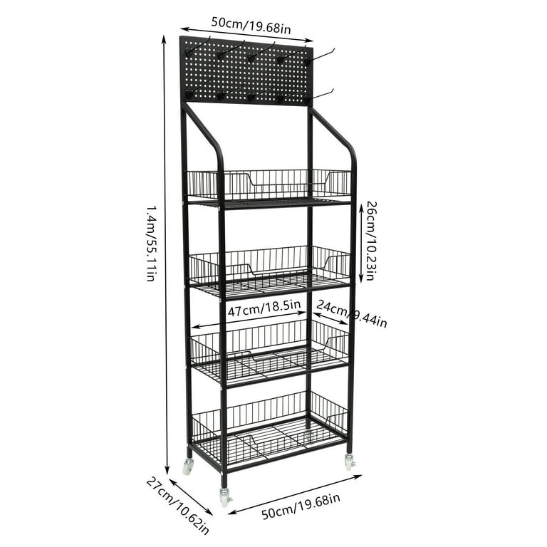 Lineware 5 Tier Snack Organizer Candy Display Rack For Countertop, Snack Display For Counter Portable Chip Rack Black Metal Snack Shelf For Retail Stores Kitchen Office