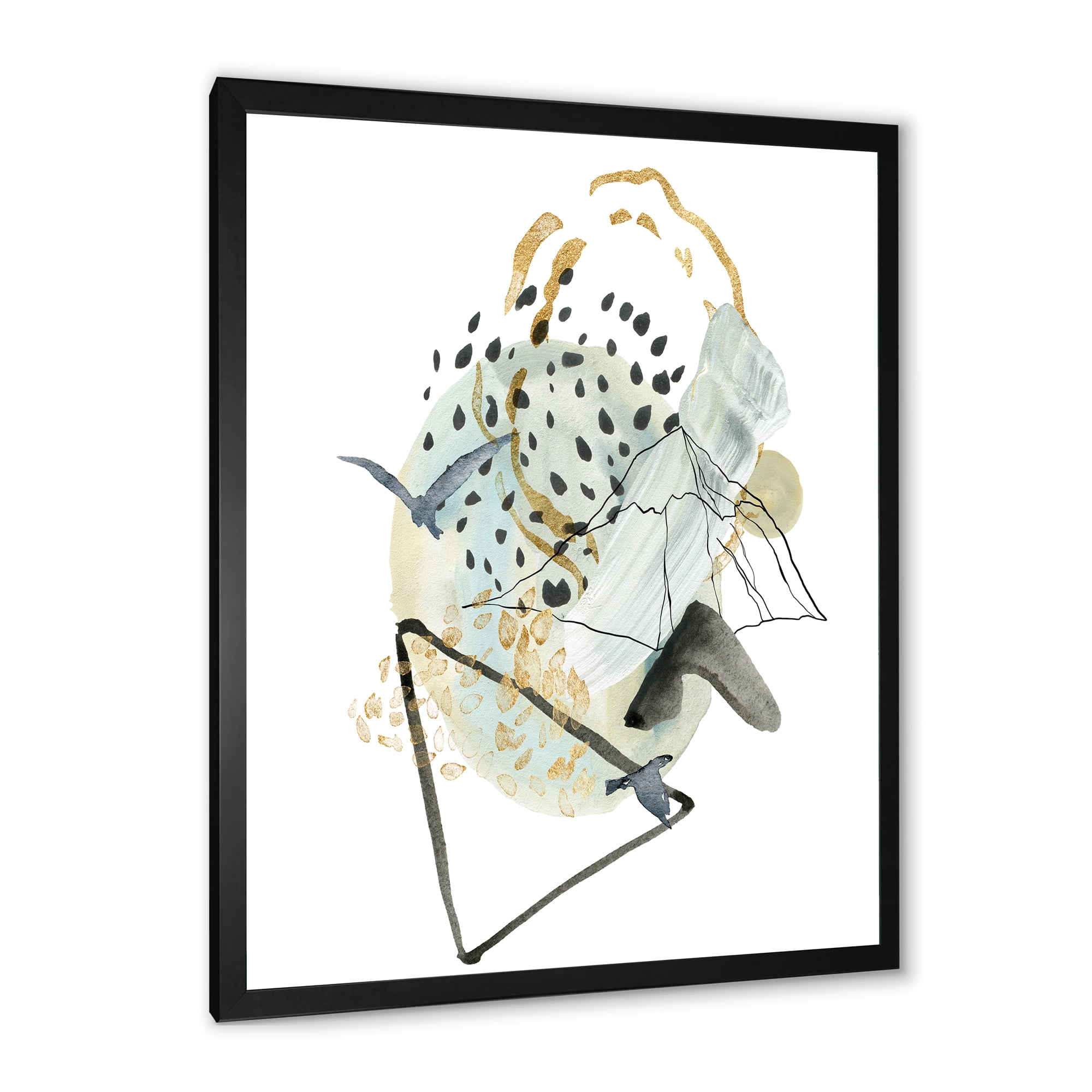 Designart 'Mountain Bird With Gouache Of Abstract Landscape' Modern Framed Art Print