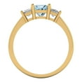 thumbnail image 4 of 1.11ct Princess Cut Blue Natural Sky Blue Topaz 18k Yellow Gold Engraving Statement Bridal Wedding Three-Stone Designer Ring Size 7, 4 of 5