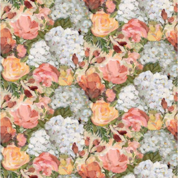 Springs Creative Susan Winget Packed Hydrangeas Cotton Fabric By the Yard