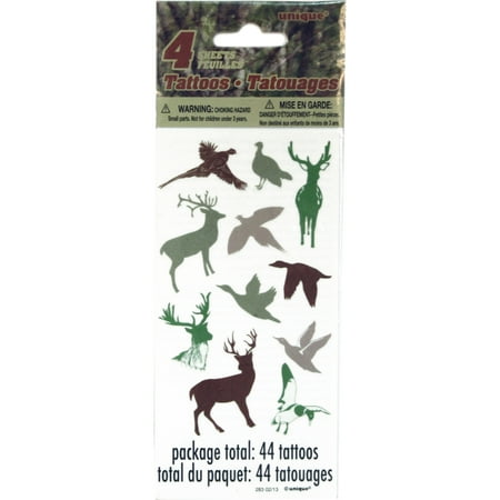 Camo Woods Temporary Tattoos, 4 Count