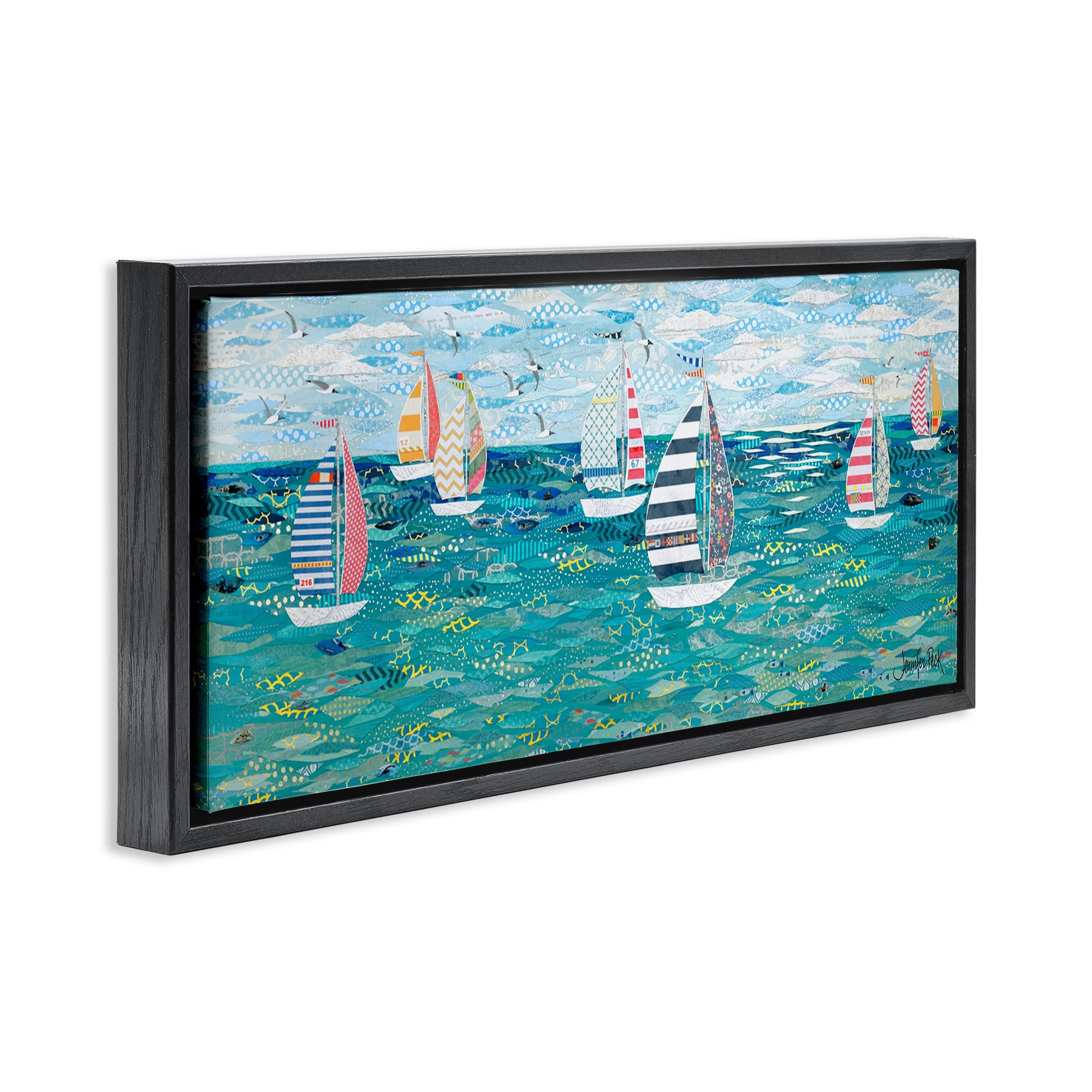 Stupell Industries Gone With The Wind Transportation Painting Black Floater Framed Canvas Art Print Wall Art, 25 x 11