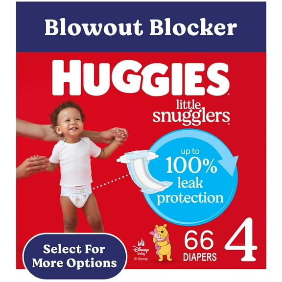 Huggies Little Snugglers Baby Diapers, Size 4 (22-37 lbs), 66 Count (Select for More)