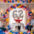 thumbnail image 6 of Silver Number 62 Mylar Foil Balloon 40" - Helium or Air Inflatable Metallic Balloons for 62th Birthday Party Decoration, Graduation, Corporate Events, 6 of 8