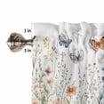 thumbnail image 5 of Half Window Curtain 36 Inches Long, Spring Floral Window Treatment Curtain Drapes, Butterfly Summer Botanical Watercolor Flowers Small Tier Curtains for Bathroom Over Sink, 27.5"x36", 2 Panels, 5 of 7