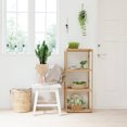 thumbnail image 4 of Hytrove 1Pc Beige Wooden Rattan Square Flowerpot For Indoor Use Woven Flower Pot, 4 of 6