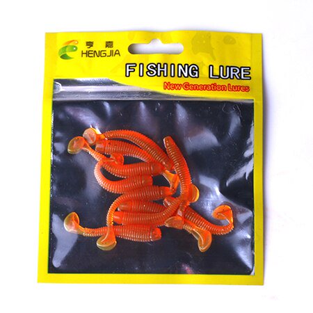 HENGJIA, 10 unidades por paquete, juego de señuelos de Pesca con cola en T suave, cebos de silicona para pesca de gusanos, cebos de pesca de lubina, aparejos de pesca de carpa, cebo de silicona Tan Jianjun unisex