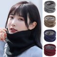 thumbnail image 2 of NUZYZ Winter Cycling Scarf Double-Layer Neck Warmer Knit Thickened Fleece Lined Elastic Soft Circle Scarf Neck Gaiter,Grey, 2 of 8
