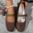 thumbnail image 6 of IEMIEMIEM Womens Mary Jane Flats with Strap Slip on Faux Suede Flats Shoes Comfortable Flats Shoes Non Slip Women Dressy Shoes Coffee 10 Wide, 6 of 9