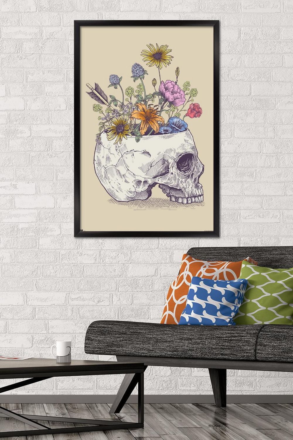 Rachel Caldwell - Flower Skull Wall Poster, 14.725" x 22.375" Framed
