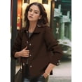 thumbnail image 4 of Women'S Imitate Wool & Pea Coats Lapel Single Breasted Short Imitate Wool Coat Dark Brown S, 4 of 8