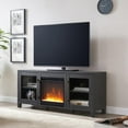 thumbnail image 2 of Evelyn&Zoe Quincy Rectangular TV Stand with Crystal Fireplace for TV's up to 65", Black Grain, 2 of 10