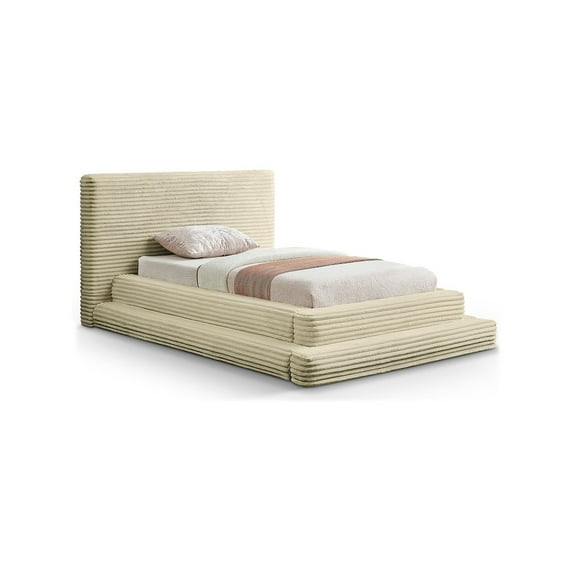 Meridian Furniture Drew Cream Corduroy Fabric Twin Bed