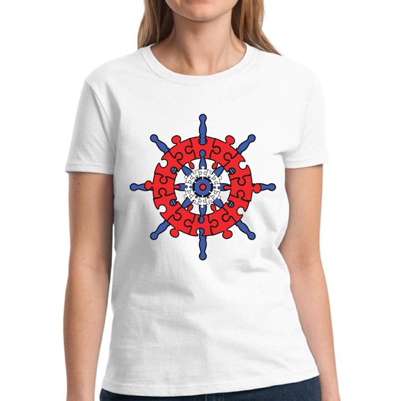 Autism Puzzle Puzzle Captain Rudder Tops Shirt for Her Graphic T-Shirt for Women Autism Awareness