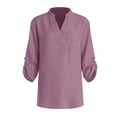 thumbnail image 3 of QGJZVUNL Business Casual Outfits for Women V Neck Shirts with Chest Pockets Dressy Wotk Tops Size L, 3 of 8