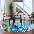 thumbnail image 3 of Blue Surfboard Round Area Rug 7Ft Washable Circle Rugs for Dorm Laundry Room, Summer Beach Tropical Coconut Tree Wooden Non-Slip Carpet Floor Mats Indoor Outdoor Carpet Runner Aesthetic Home Decor, 3 of 8