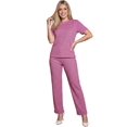 thumbnail image 1 of Conjunto Deportivo Casual para Mujer Unitalla Set de Blusa Manga Corta y Pants Recto Tela Stretch Rayada Súper Cómoda, 1 of 5