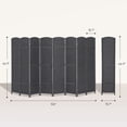 thumbnail image 3 of 8-Panel Folding Room Divider, Charcoal Gray Woven Polypropylene with Pine Wood Frame, Elegant Arched Top Privacy Screen for Home Office, No Assembly Required, 3 of 7
