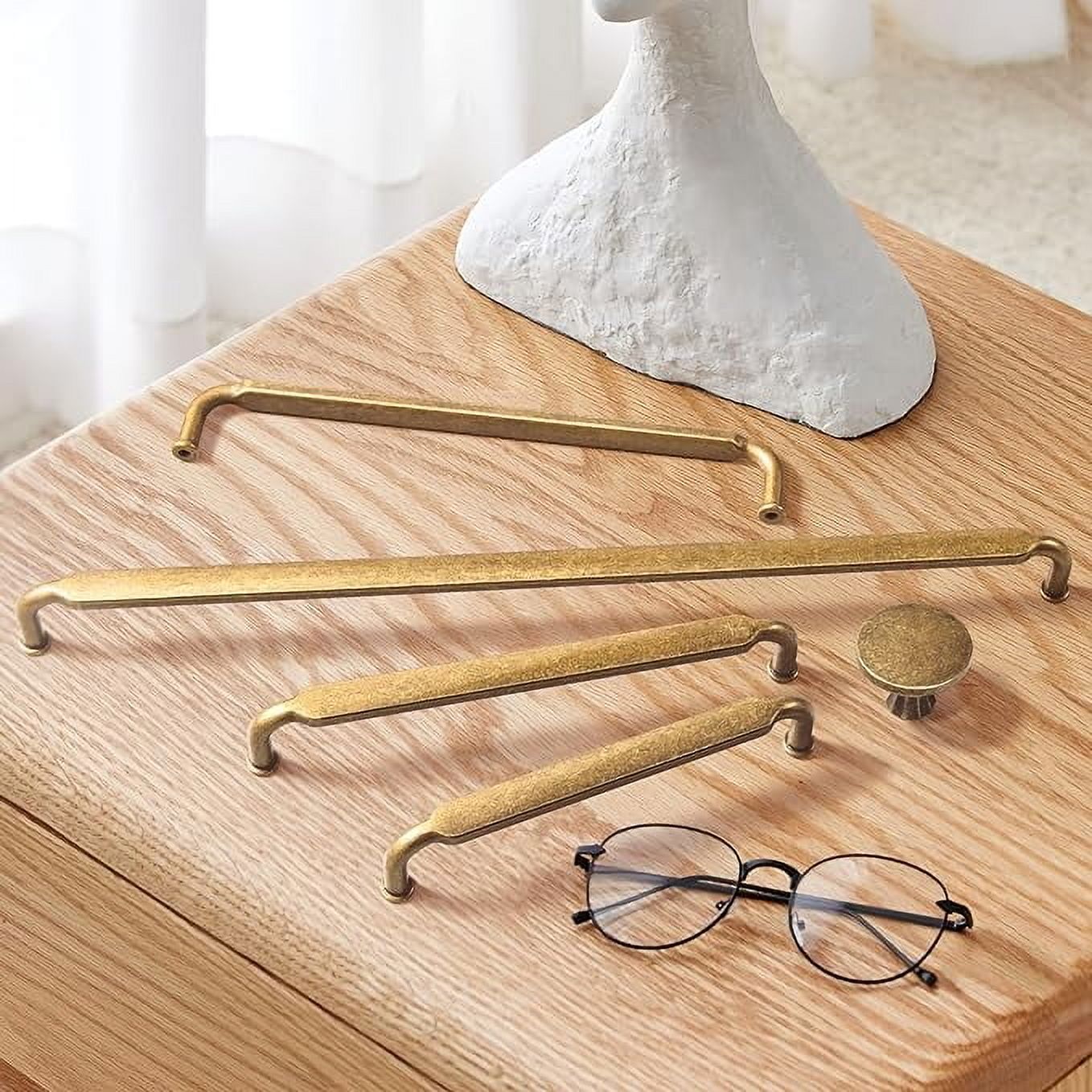 Goo-Ki 12Pcs 3"(76mm) Hole Center Cabinet Pulls Distressed Antique Brass Kitchen Drawer Pulls Handles for Cupboard Wardrobes