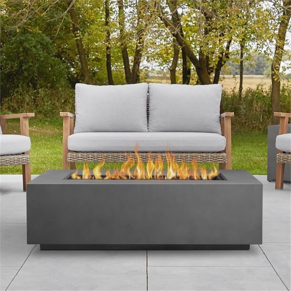 Afuera Living Powder-Coated Stainless Steel Slate Rectangular Fire Table 50,000 BTU 50"x32"x15" Unassembled