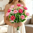 thumbnail image 6 of All Weather UV Resistant Artificial Flowers with Green Foliage, Realistic Faux Plastic Floral Bouquet, Indoor Outdoor Decor for Garden Porch Wedding Home Vase Arrangements(Pink), 6 of 7