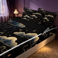 thumbnail image 2 of Homewish Clouds Stars Zipper Full Size Comforter Sets with Fitted Sheet and 2 Pillowcases, Black and Gold Zipper Bedding Set, Black Reversible, 2 of 7