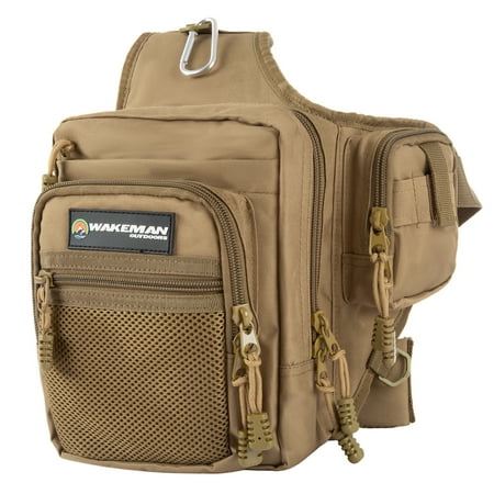 Fly Fishing Tackle Gear and Accessory Bag – Shoulder Pack with Carabiner Clip and Adjustable Strap by Wakeman Outdoors