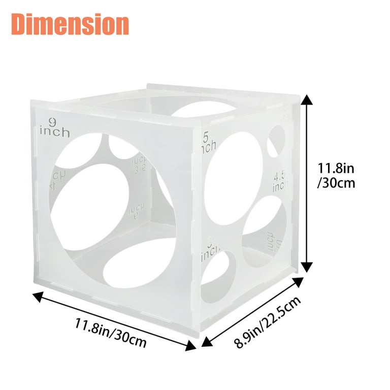 11 Holes Collapsible Balloon Sizer Box, TSV Plastic Balloon Sizer Cube Box,  2-10 Inch Different Hole Size Measurement Tool for Party Birthday Wedding