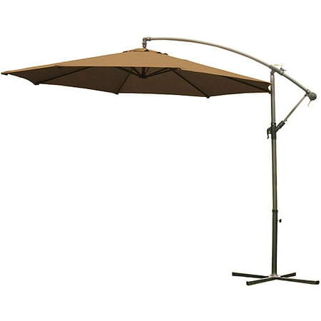 10' Offset Umbrella With Stand, Khaki