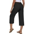 thumbnail image 5 of ABATAB Capris for Women Cotton Linen Casual Summer Comfy Drawstring Elastic Waisted Capris Pants with Pockets, 5 of 6