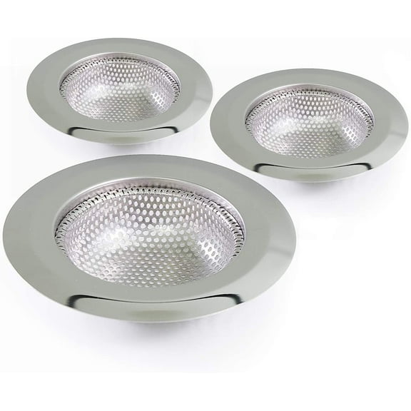 PlumBoss Replacement for Standard Drains Stainless Steel Large Wide Rim 4.5" Diameter, Chrome, 3 Pack