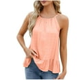 thumbnail image 1 of AherBiu Tank Tops for Women 2024 Flowy Loose Halter Neck Camisole Ruffle Sleeveless Cute Vacation Tops, 1 of 3