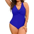 thumbnail image 1 of GFDYREE Women Plus Size One Piece Swimsuits V Neck Tummy Control Bathing Suits Front Cross Swimwear, 1 of 6