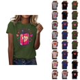thumbnail image 1 of T-shirts de la Saint-Valentin pour Femmes 2026 Mode Manches Courtes Col Rond Cœur Graphique, 1 of 4