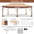 thumbnail image 5 of SANOPY 12'x20' Gazebo Pavilions Patio Outdoor Gazebo Canopy Tent with Netting Heavy Duty Gazebos Shelter with Metal Steel for Patio, Party, Backyard, Deck, Garden, Tailgate, Khaki, 5 of 10