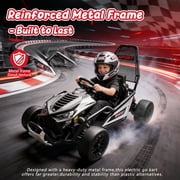 Track Seven 24V Electric Go Kart for Kids, Drift Cart with 400W Motors, Max 7 Mph, Protective Roll Cage, Metal Frame, 5-Point Harness, Bluetooth, 24V Ride on Toy Car Kart for Kids Aged 6+, Black