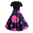thumbnail image 4 of Edvintorg Halloween Dress Elegant Clearance Women's Dresses Halloween Casual Cosplay Party Costume Short-Sleeve Round-Neck Belted Irregular Printed Swing Dress, 4 of 4