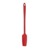 Heat Resistant Silicone Gel Jar Spatula Small Head with Long Handle Mixing Stirring Cooking Scraping Baking Bowl Scraper Seamless Spreader for Kitchen Nonstick Cookware (Red)