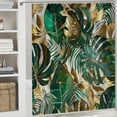 thumbnail image 6 of Orinice Hawaii Tropical Leaves Shower Curtain, Green Plants Monstera Leaves Gold Botanical Jungle Bathroom Decor Shower Curtain Sets, Waterproof Polyester Fabric with 12 Plastic Hooks,  36x72, 6 of 7