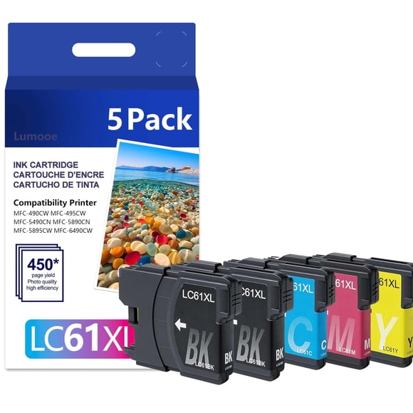 Cartuchos de tinta Lumooe LC61 LC65XL, paquete de 5, alto rendimiento