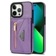 thumbnail image 4 of Nalacover for iPhone 14 Pro Max Zipper Wallet Case,Luxury Premium PU Leather Back Soft TPU Magnetic Buckle Flip Card Pocket Shockproof Slim Cover with Adjustable Crossbody Shoulder Strap,Purple, 4 of 15