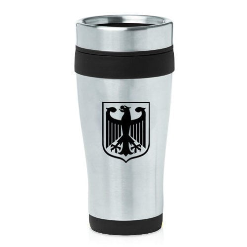 16oz Insulated Stainless Steel Travel Mug Coat of Arms Germany Eagle (Black),MIP by