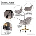 thumbnail image 4 of Velvet Fabric Home Office Chair with Gold Metal Legs, Modern Mid-Back Computer Chair on Wheels Stylish Rolling Swivel Task Chair for Women Adults, 4 of 5