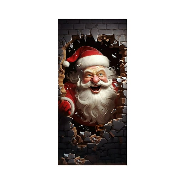 Cubierta decorativa para puerta de Papá Noel Tapiz Cortina para puerta de fiesta Tapiz Cubierta para puerta Decoración navideña