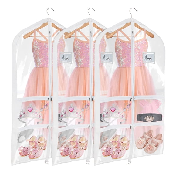 Bolsas para disfraz de baile Univivi, PVC transparente, 40 cm, con bolsillos, paquete de 3