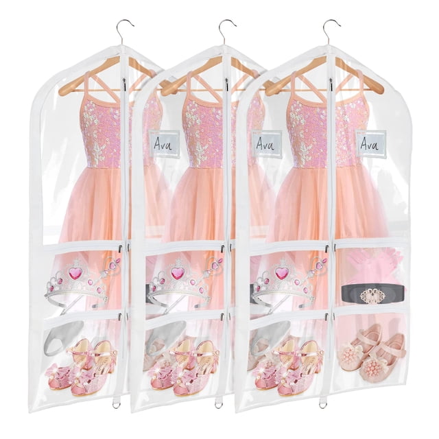 Bolsas para disfraz de baile Univivi, PVC transparente, 40 cm, con bolsillos, paquete de 3