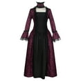 thumbnail image 3 of SOOMLON Womens Halloween Costumes Renaissance Gothic Dress for Women Medieval Steampunk Dress Halloween Costume Court Dress Long Sleeve Square Collar Solid Color Dress Halloween Dress Red S, 3 of 6